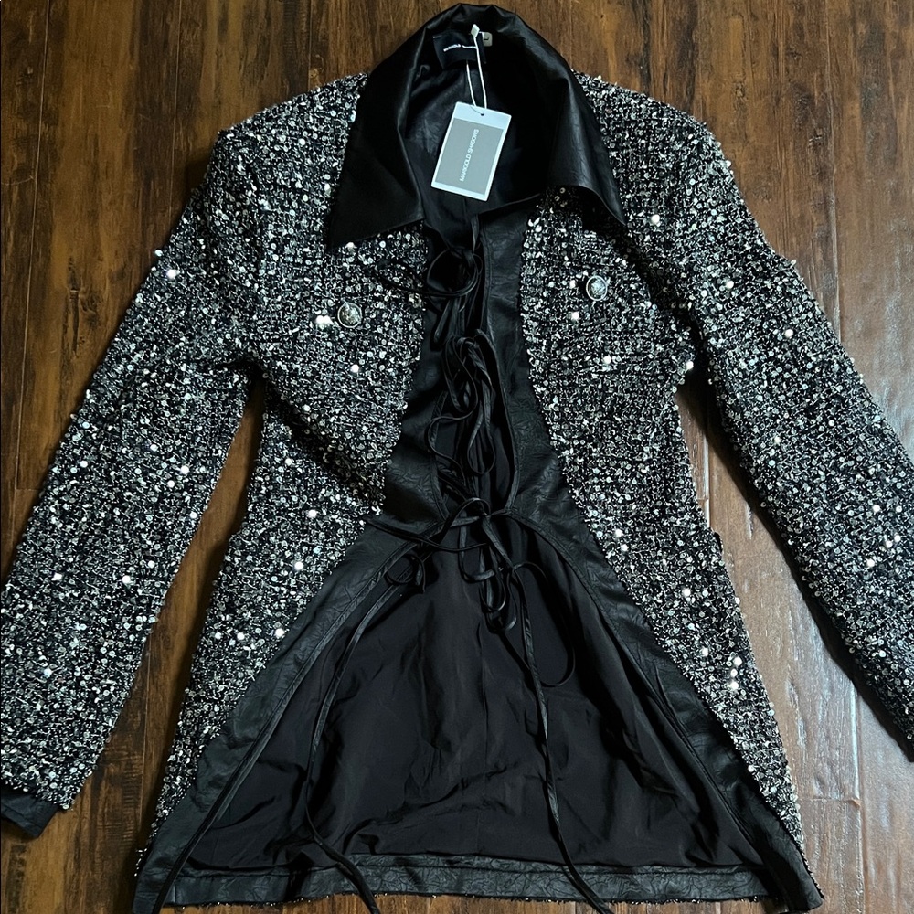 NWT Marigold Shadows Stunner Sequin Jacket  Silver & Black Size Large - Picture 3 of 16